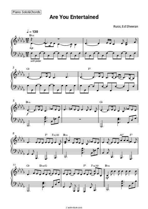 Are You Entertained Piano Sheet Music And Chords Russ Ed Sheeran In