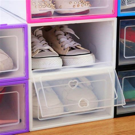 6 Uds Caja De Zapatos Con Tapa Caja De Cajón Transparente Engrosada
