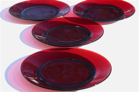 Vintage Christmas Red Glass Dinner Plates Royal Ruby Or Arcoroc