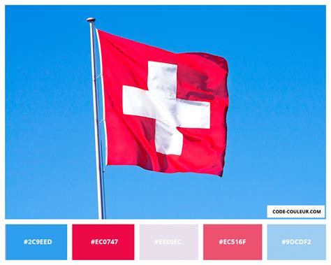 Le drapeau suisse est composé de un carré avec au centre une croix. DRAPEAU SUISSE - Couleurs du drapeau suissse