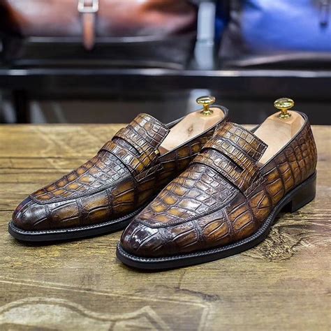 Casual Alligator Shoes Luxury Alligator Slip On Loafers For Men