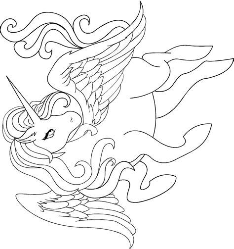 Realistic Flying Unicorn Coloring Pages : We have collected 38+ flying