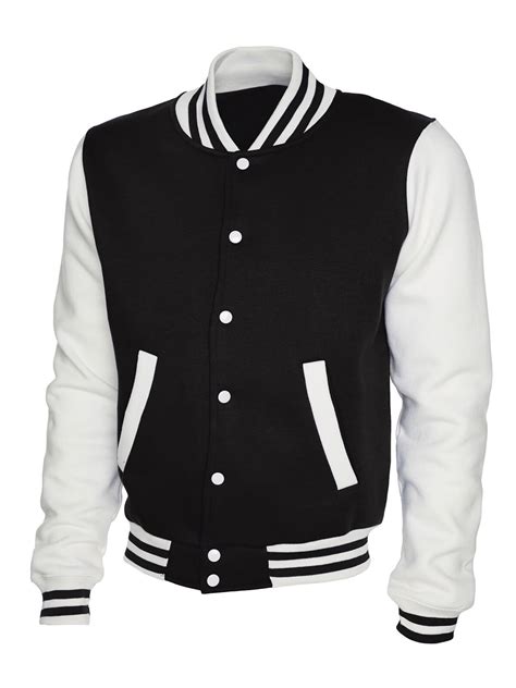 Long Sleeve Black And White College Letterman Varsity Jacket Baseball