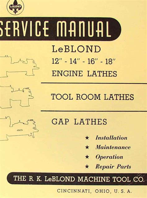 Leblond Engine Metal Lathe Operator Parts Manual Ozark