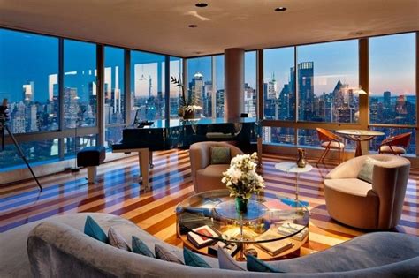 Best Penthouse Interiors Panorama Of The City Living Room New York