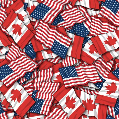 Canadian American Friendship Flag Background Pattern Free