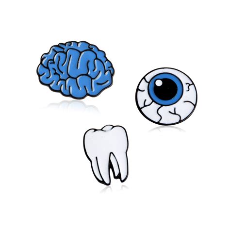 Cartoon Cute Organ Brain Eye Tooth Metal Brooch Pins Button Pins Brooch