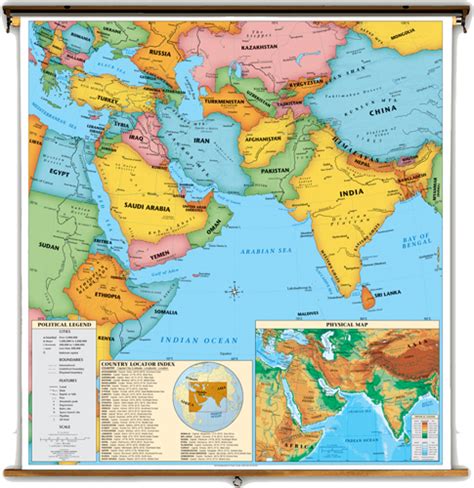 Roller Maps Middle East And South Asia Political School Classroom Map