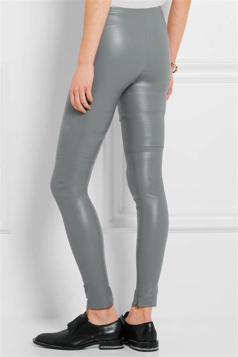 Balenciaga Stretch-leather Leggings in Grey - Lyst