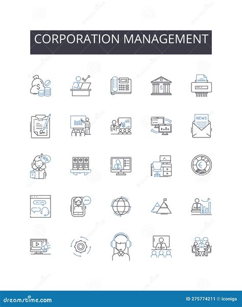 Corporation Management Line Icons Collection Business Leadership