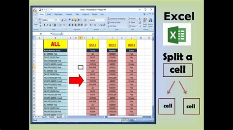 Excel Split 1 Cell Into 2 Cells YouTube