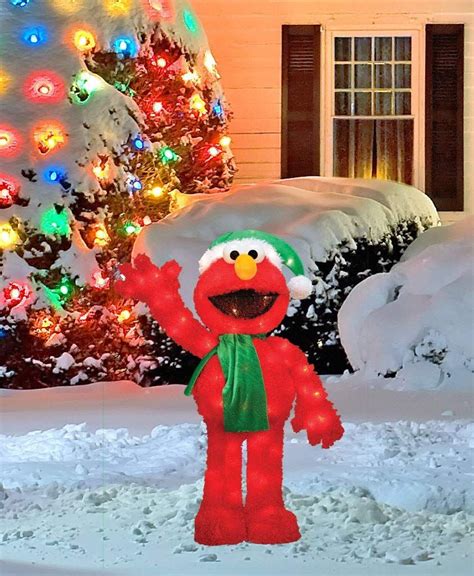 Use one or two decorations and opt for traditional colors for this year. ProductWorks 32-Inch Pre-Lit 3D Sesame Street Waving Elmo ...