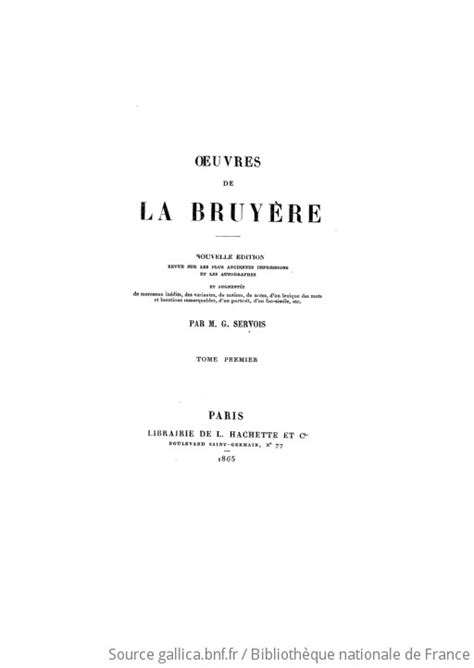 Oeuvres De La Bruyère Tome 1 Nouvelle édition Revue Sur Les Plus
