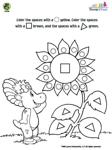 Baby Bop Looks For Shapes In A Flower Barney Coloring Pages For Kids