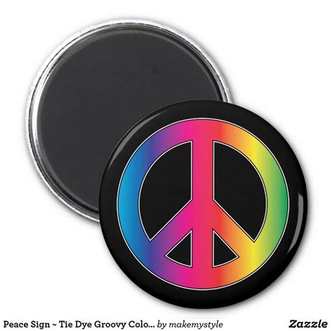 Peace Sign ~ Tie Dye Groovy Colors Magnet Peace Sign Photo Magnets