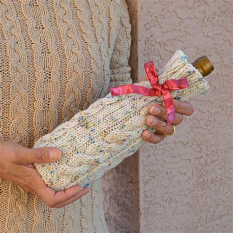 Wine Bottle Cozy Knitted Cosy Bottle Cover Cable Knit Wine Etsy Bottle Cozies Cozy