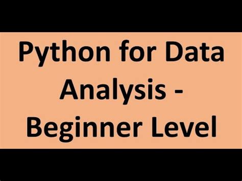 Python For Data Analysis Beginner Level Youtube