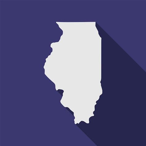 Mapa Do Estado De Illinois Com Sombra Longa Vetor Premium