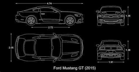Bloques Autocad Auto Carro Ford Mustang Gt Dwgautocad