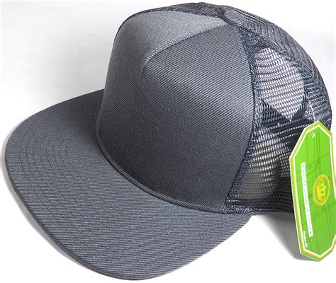 Wholesale Mesh Trucker 5 Panel Snapback Blank Hats Solid Dark Gray