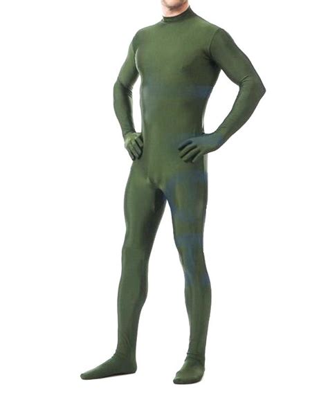 Catsuit Costumes Online Sale Dark Green Lycra Spandex Mens Catsuit