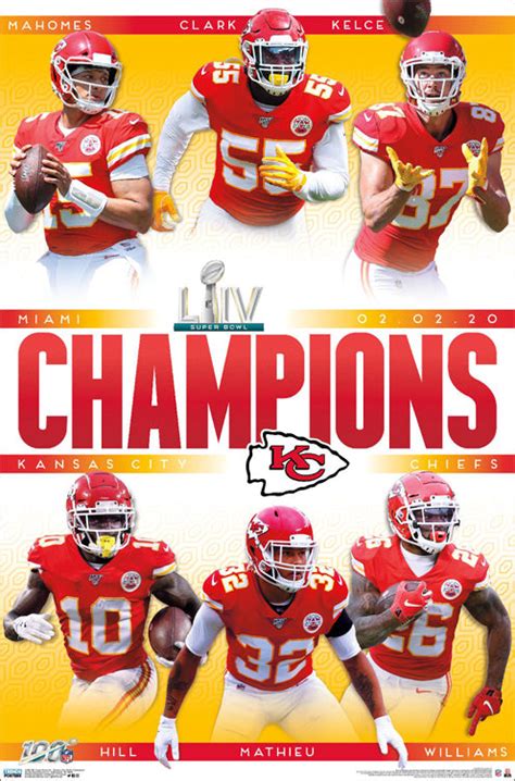 Kansas City Chiefs Super Bowl Liv Champions 6 Player Commemorative Pos Sports Poster Warehouse
