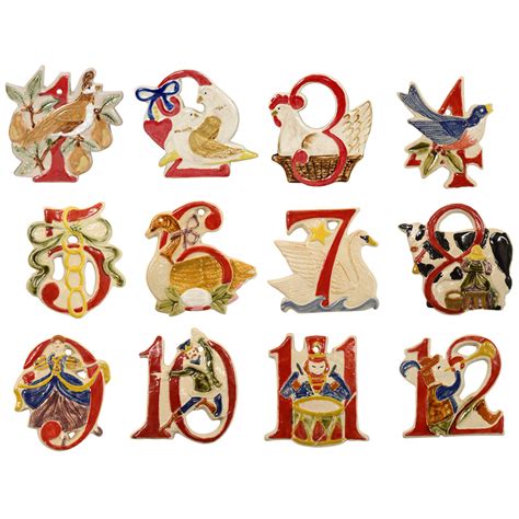 12 Days Of Christmas Ornament Set Stoneware