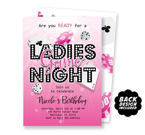 Ladies Game Night Invitation Printable And Personalized Game Party Invite Womens Birthday