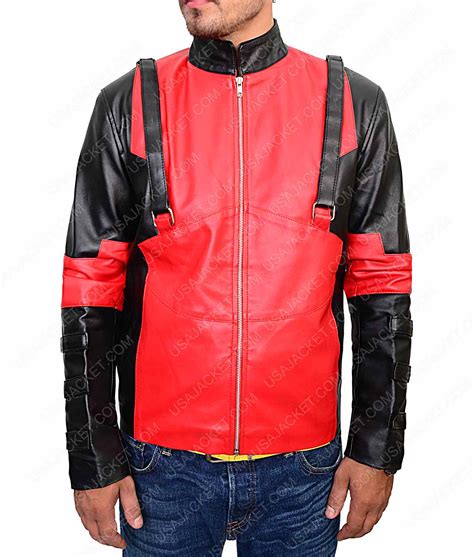 Deadpool Game Inspired Red And Black Leather Jacket