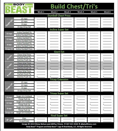 Body Beast Printable Workout Sheets Printable World Holiday