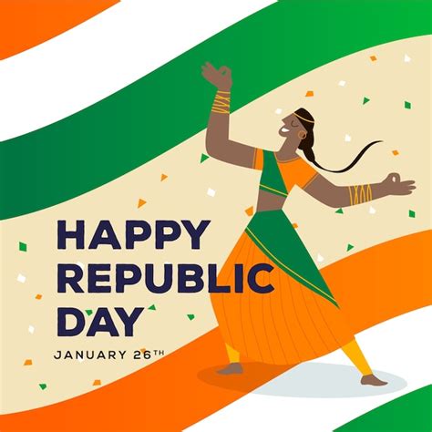 Free Vector 26th January Indian National Day And Woman Dancing