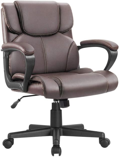 Vineego Mid Back Office Desk Chair Pu Leather Executive Chair