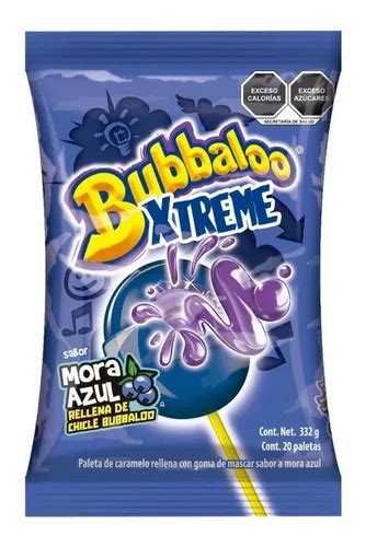 Paleta Bubbaloo Xtreme Mora Azul Rellena De Chicle Bubbaloo Mercadolibre