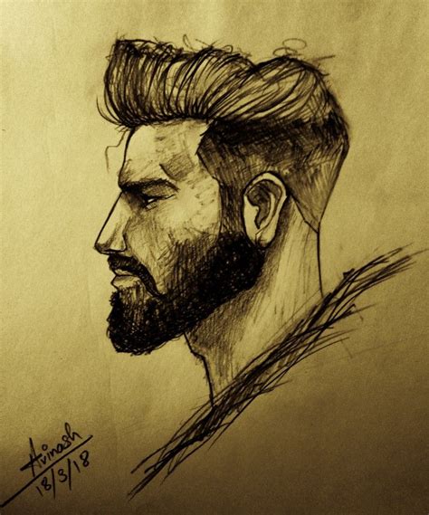 Man Face Side Part Mansketches Side Face Drawing Beard Drawing Guy