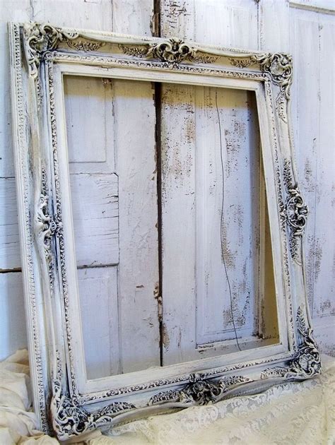Huge Cream Distressed Ornate Picture Frame Shabby French Provincial