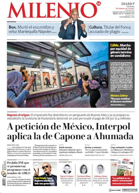 Periódico Milenio México Periódicos De México Edición De Sábado 17