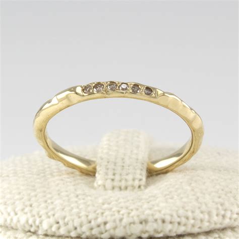 K Solid Gold Thin Diamond Eternity Band K Solid Gold Etsy
