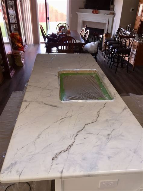 Gorgeous White Marble Epoxy Countertop Island High End Look Without