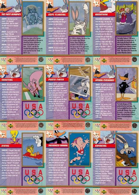 Looney Tunes Usa Olympicards 1996 Upper Deck Complete Base Card Set Of