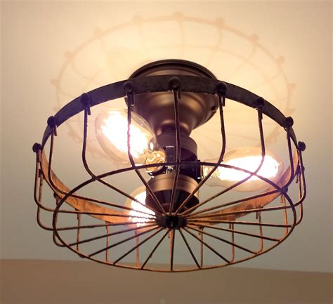 Ceiling mount bathroom lighting fixtures. Rustic INDUSTRIAL Flush Mount Ceiling Light Cage - The ...