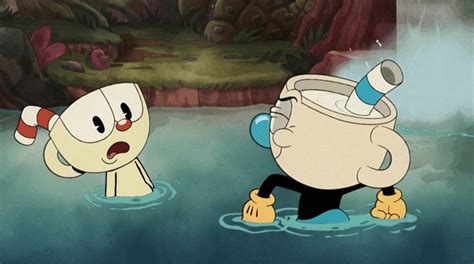 Two Cartoon Characters Are In The Water