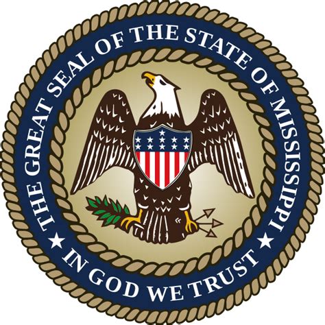 Territory), the great seal of mississippi displays an eagle with spread wings and a shield with stars and stripes centered on its chest. File:Seal of Mississippi (2014-present).svg - Wikivoyage ...