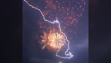 Lightning Steals The Spotlight During Fireworks Show
