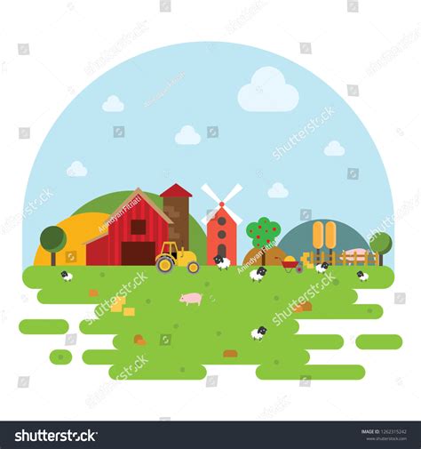 Farm Vector Illustration Stock Vector Royalty Free 1262315242