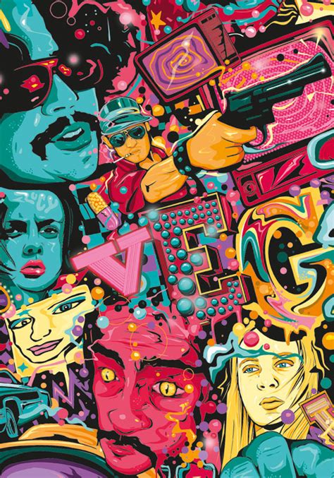 The lines and the wild watercolors.! Fear and Loathing in Las Vegas Tribute Poster Artwork on ...