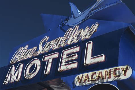 Photograph Of Blue Swallow Motel At Night Route 66 Photography