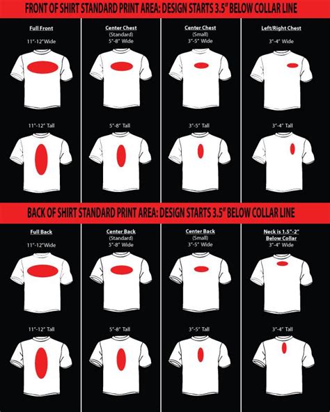 t shirt decal size chart