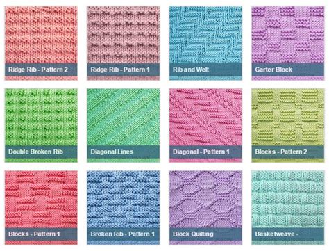 List Of Free Stitch Patterns Using Only Knit And Purl Stitches For