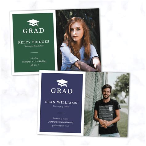 Minimal Graduation Announcement With Photo And Custom Colors Wonderment