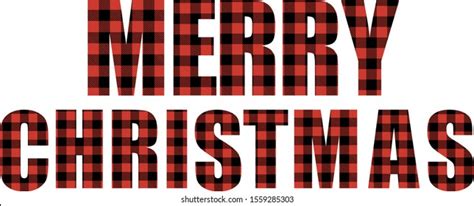 Buffalo Plaid Merry Christmas Text Vector Stock Vector Royalty Free